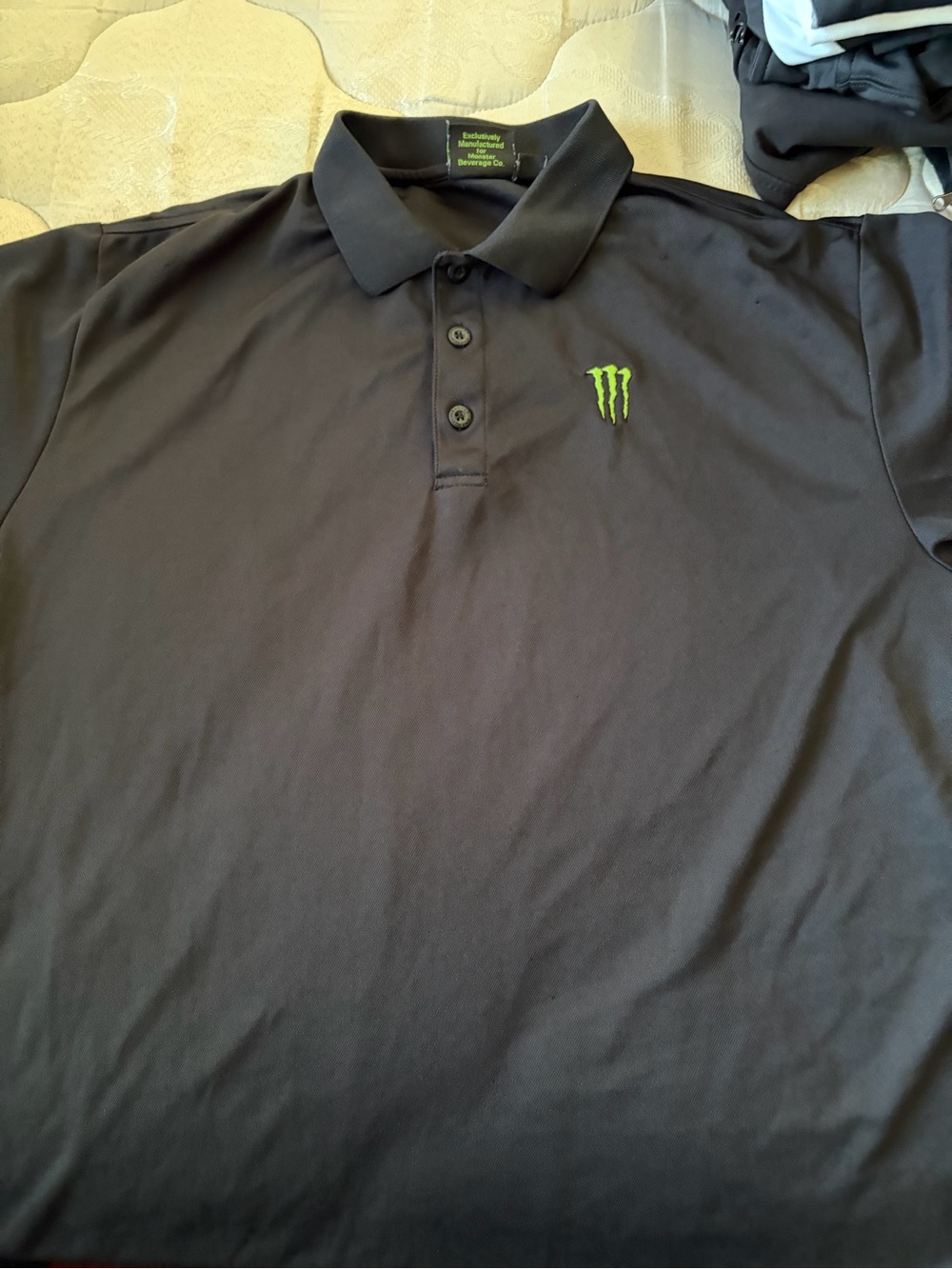 Monster Energy Black Polo Shirt with Green Logo